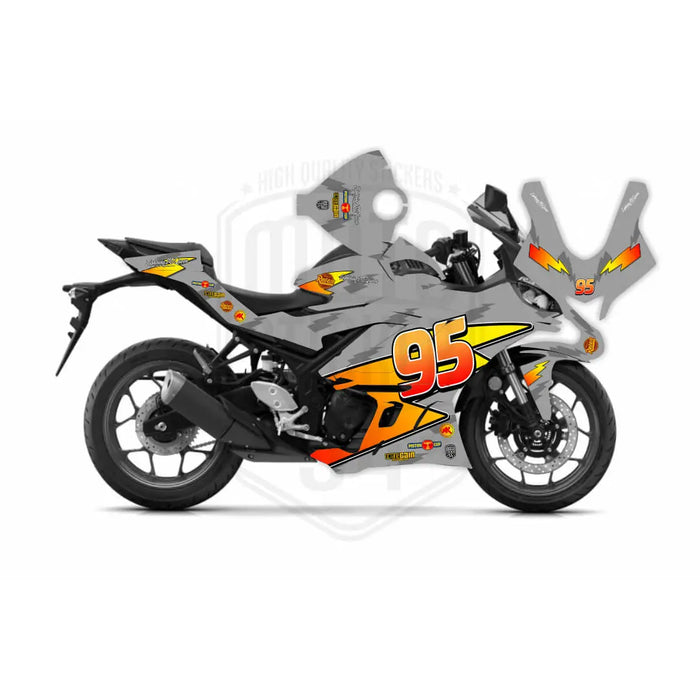 Yamaha R25 McQueen Graphic Sticker Decal Wrap Kit Fits Yamaha R3 R25 2019-2022 Bikerz Kingdom