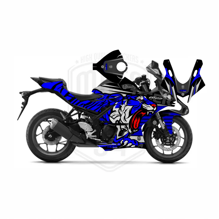 Yamaha R3 Grey Tiger Graphic Sticker Decal Wrap Kit Fits Yamaha R3 R25 2019-2022 Bikerz Kingdom