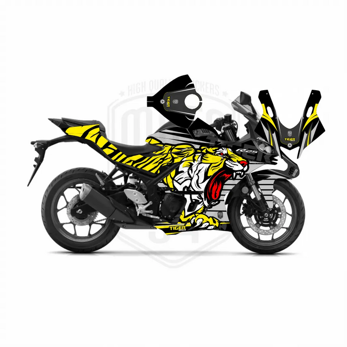 Yamaha R3 Grey Tiger Graphic Sticker Decal Wrap Kit Fits Yamaha R3 R25 2019-2022 Bikerz Kingdom