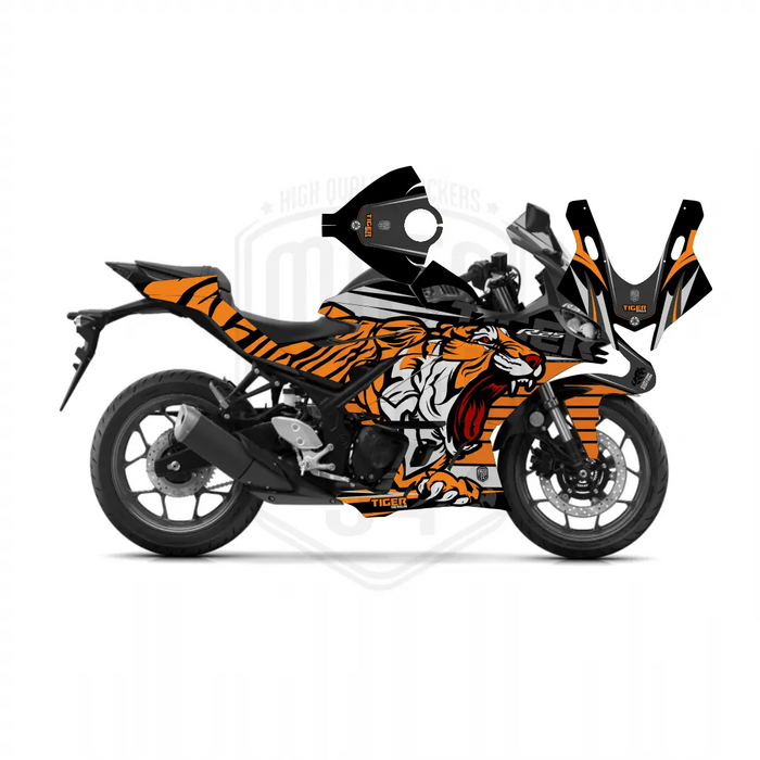 Yamaha R3 Grey Tiger Graphic Sticker Decal Wrap Kit Fits Yamaha R3 R25 2019-2022 Bikerz Kingdom