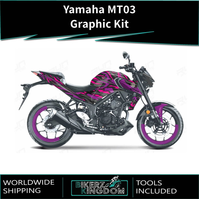YAMAHA MT03 Funky Pinks Graphic Kit 2014-2024 Models Bikerz Kingdom