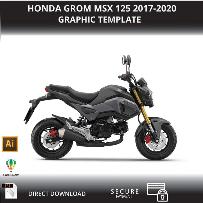 HONDA GROM MSX 125 2017-2020 Motorcycle 1:1 Vector Graphic Template Bikerz Kingdom