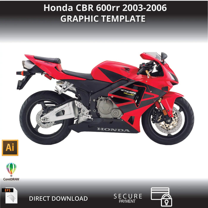 Honda CBR 600rr 2003-2006 Motorcycle 1:1 Vector Graphic Template Bikerz Kingdom