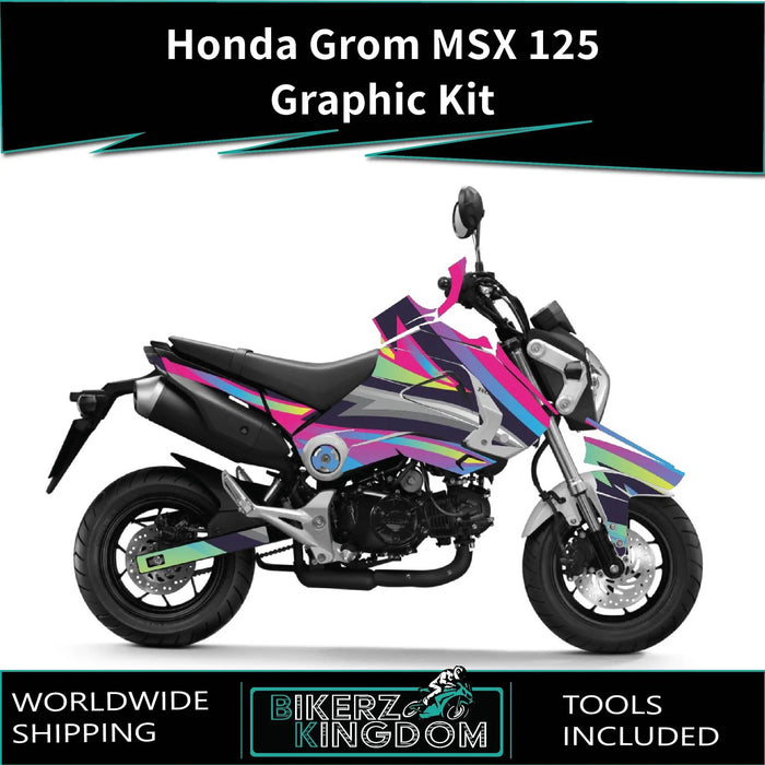 Honda Grom MSX 125 2013-2016 Graphic Kit Rainbow Theme Decal Wrap Bikerz Kingdom