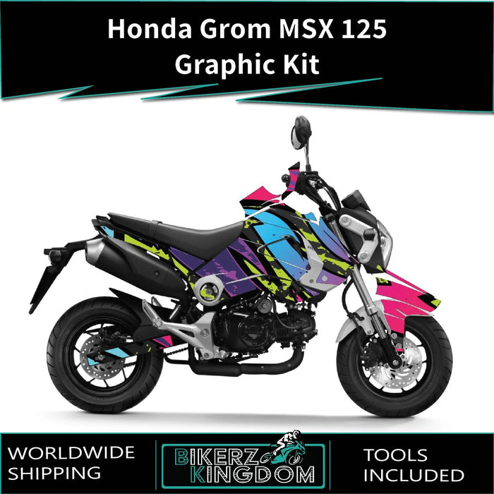 Honda Grom MSX 125 2013-2016 Graphic Kit Rainbow Theme Decal Wrap Bikerz Kingdom
