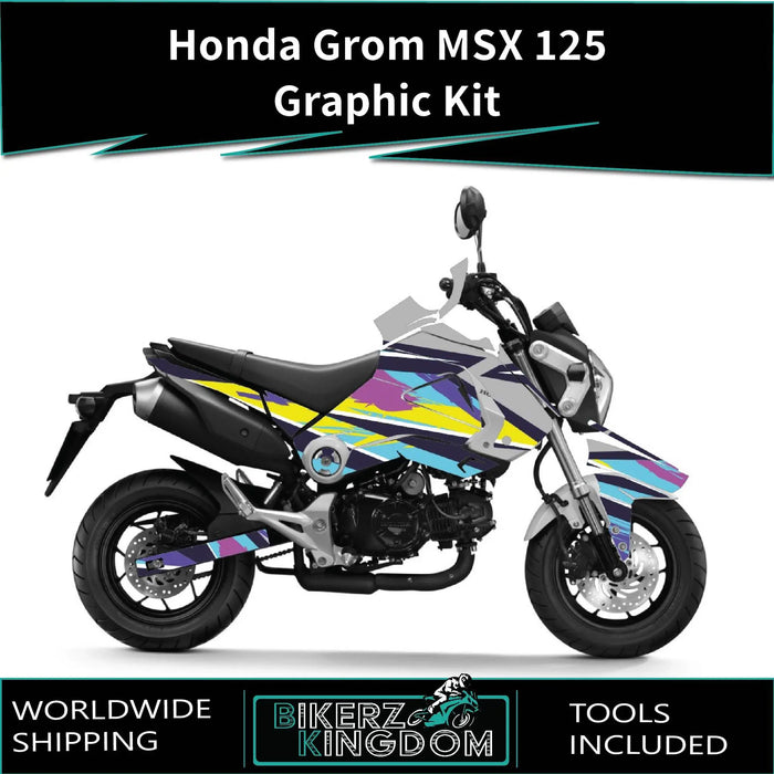 Honda Grom MSX 125 2013-2016 Graphic Kit Rainbow Theme Decal Wrap Bikerz Kingdom