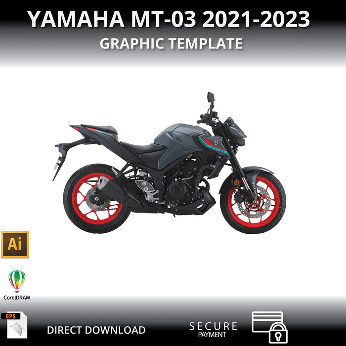 Yamaha MT-03 2021-2023 Motorcycle 1:1 Vector Graphic Template Bikerz Kingdom