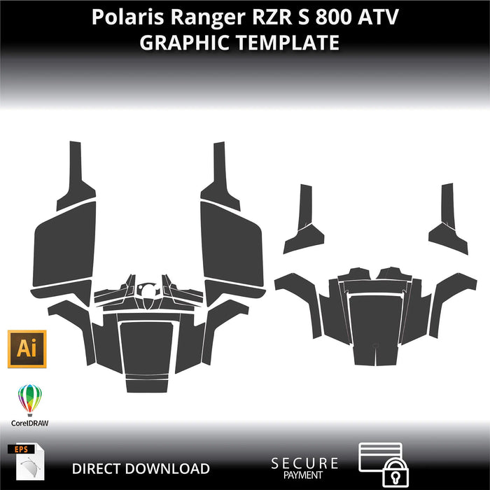 Polaris Ranger RZR S 800 ATV 1:1 Vector Graphic Template Bikerz Kingdom