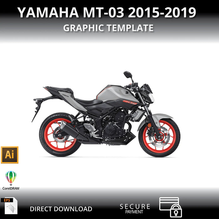 Yamaha MT-03 2015-2019 Motorcycle 1:1 Vector Graphic Template Bikerz Kingdom