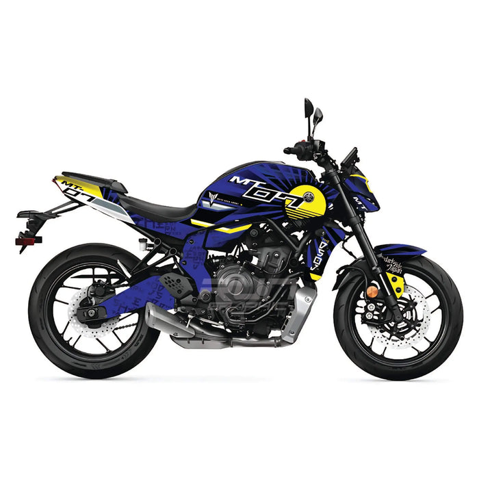 YAMAHA MT07 2025 Blue Sunrays Graphics Kit 2025 Model Decal Set Bikerz Kingdom