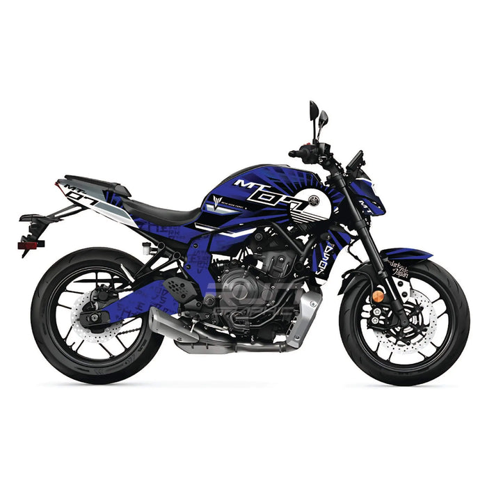 YAMAHA MT07 2025 Blue Sunrays Graphics Kit 2025 Model Decal Set Bikerz Kingdom