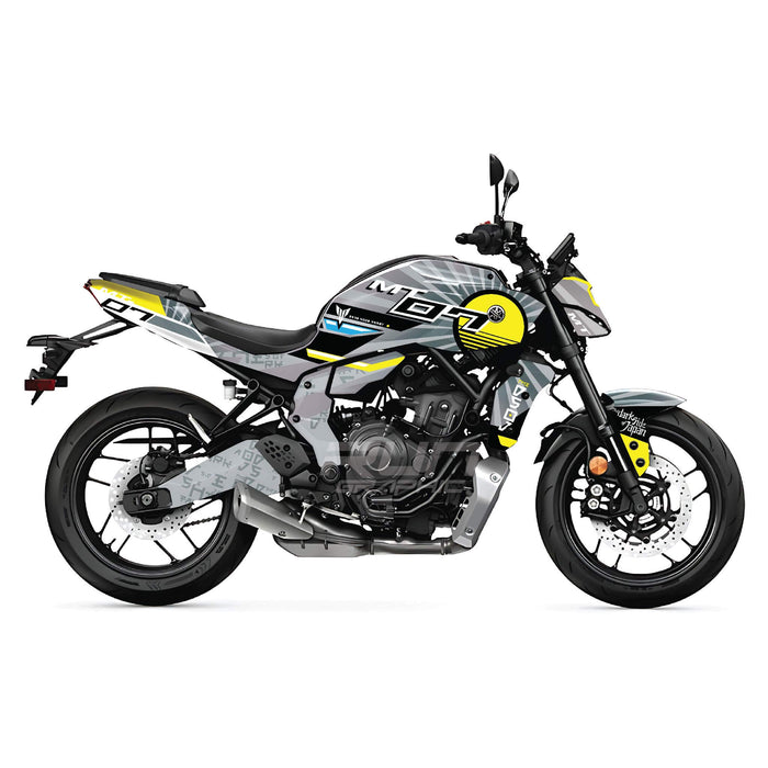 YAMAHA MT07 2025 Grey Sunrays Graphics Kit 2025 Model Decal Set