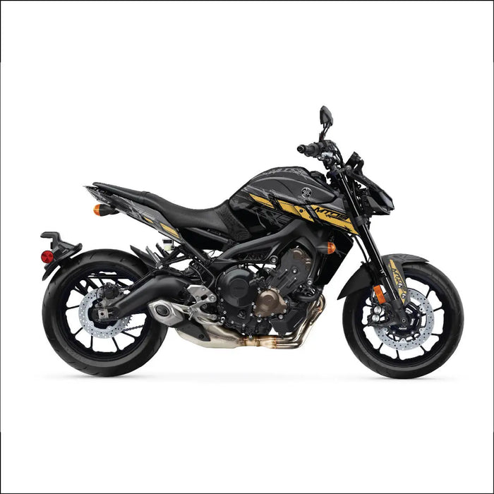YAMAHA MT09 Black Gold Graphic Kit 2014-2024 Bikerz Kingdom