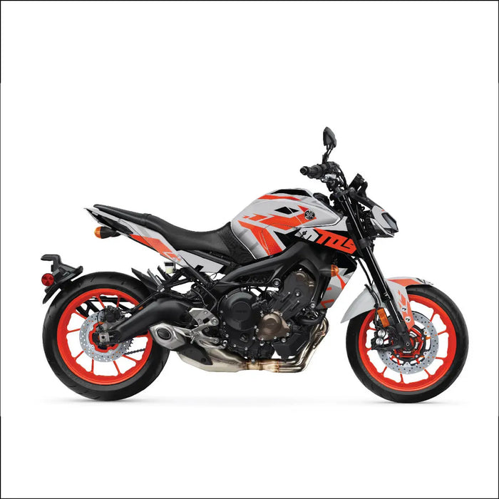 YAMAHA MT09 Light Grey Orange Graphic Kit 2014-2024 Bikerz Kingdom