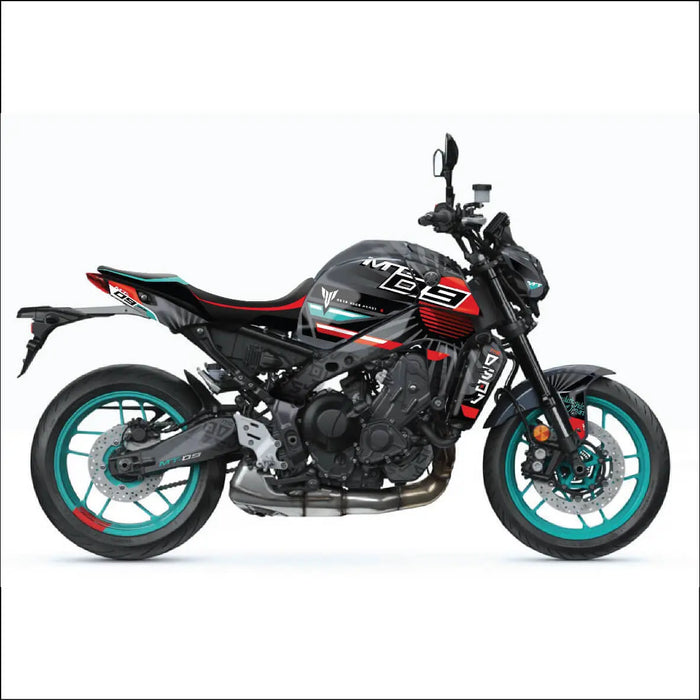 YAMAHA MT-09 Graphic Red and Turquoise Graphic Kit 2014-2024 Bikerz Kingdom