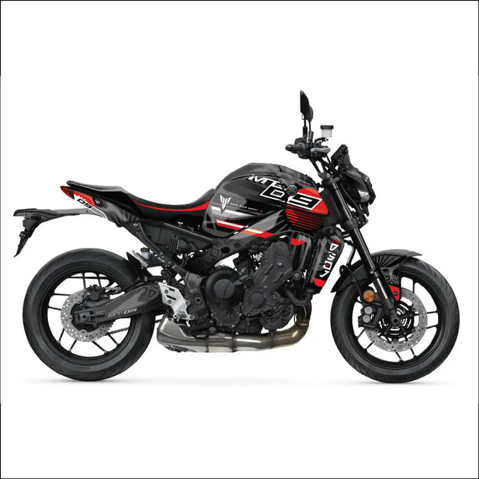 YAMAHA MT-09 Graphic Red and Black Graphic Kit 2020-2023 Bikerz Kingdom