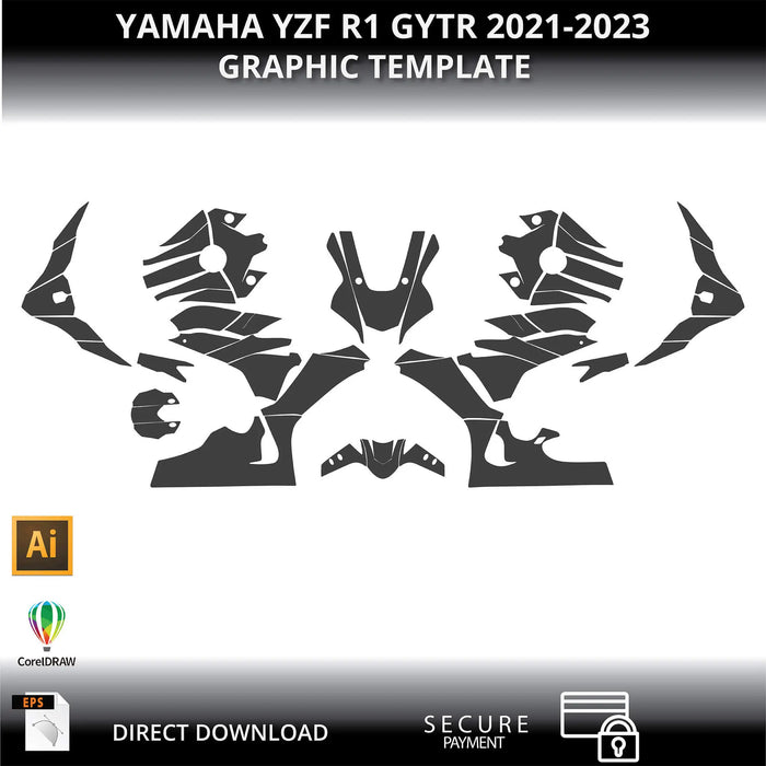 YAMAHA YZF R1 GYTR 2021-2023 1:1 Vector Graphic Template Bikerz Kingdom