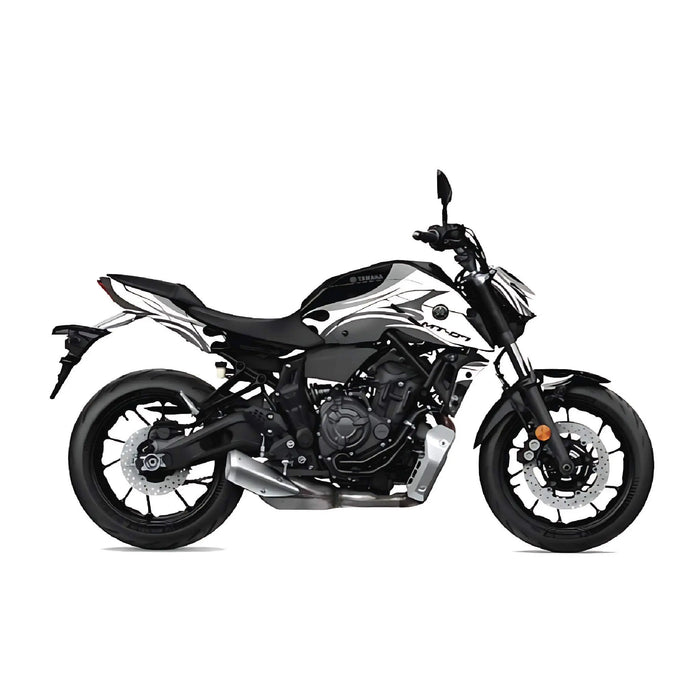 YAMAHA MT07 Graphics Kit & White Grey 2021-2024 Design MT07 Decal Set Bikerz Kingdom