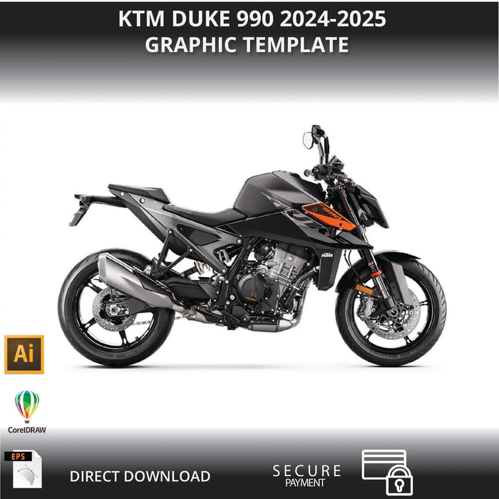 KTM DUKE 990 2024 - 2025 1:1 Vector Graphic Template Bikerz Kingdom
