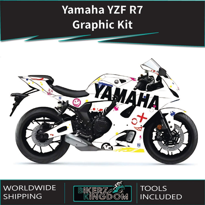 Yamaha YZF R7 Paint Splat Graphic Kit 2021-2025 Models Bikerz Kingdom