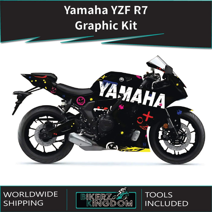 Yamaha YZF R7 Paint Splat Graphic Kit 2021-2025 Models Bikerz Kingdom