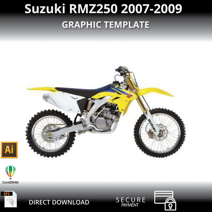 Suzuki RMZ250 2007-2009 Motorcycle 1:1 Vector Graphic Template Bikerz Kingdom