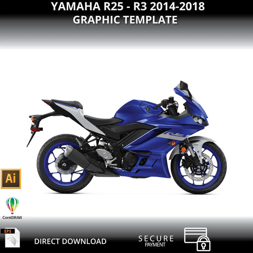 YAMAHA R3 R25 2014-2018 Motorcycle 1:1 Vector Graphic Template Bikerz Kingdom