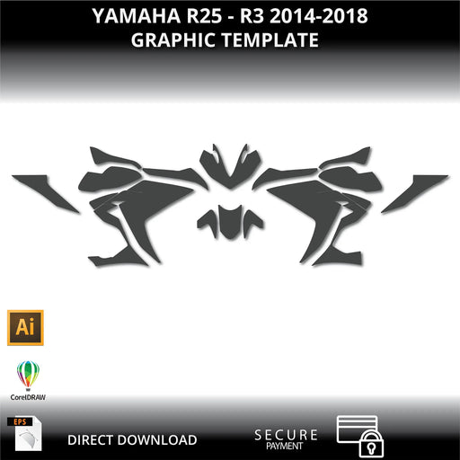 YAMAHA R3 R25 2014-2018 Motorcycle 1:1 Vector Graphic Template Bikerz Kingdom