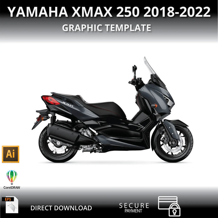 Yamaha XMAX 250 2018-2022 Motorcycle 1:1 Vector Graphic Template Bikerz Kingdom