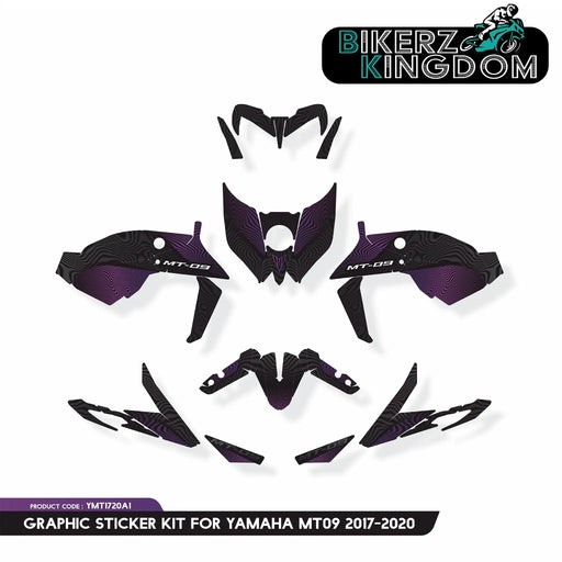 PREMIUM RANGE Yamaha MT09 Purple Graphic Kit fits 2017 - 2020 Bikerz Kingdom