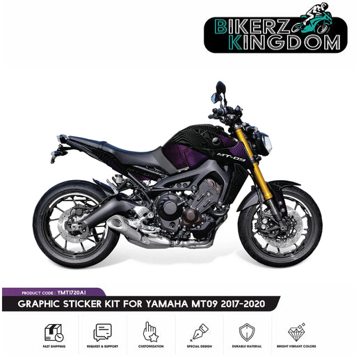 PREMIUM RANGE Yamaha MT09 Purple Graphic Kit fits 2017 - 2020 Bikerz Kingdom