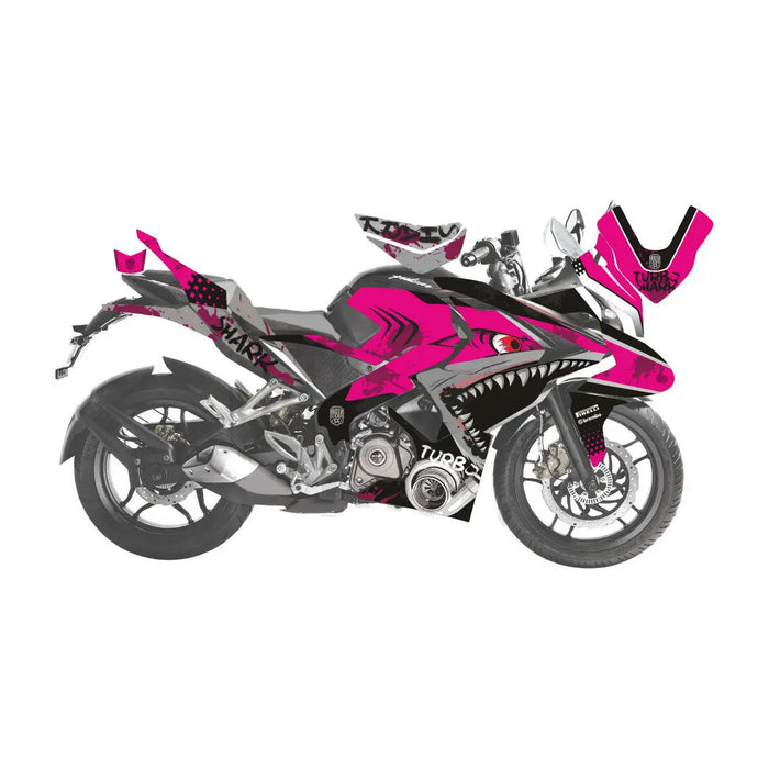 Bajaj Pulsar RS200 Turbo Shark Graphic Kit Decal Wrap Sticker Set Bikerz Kingdom