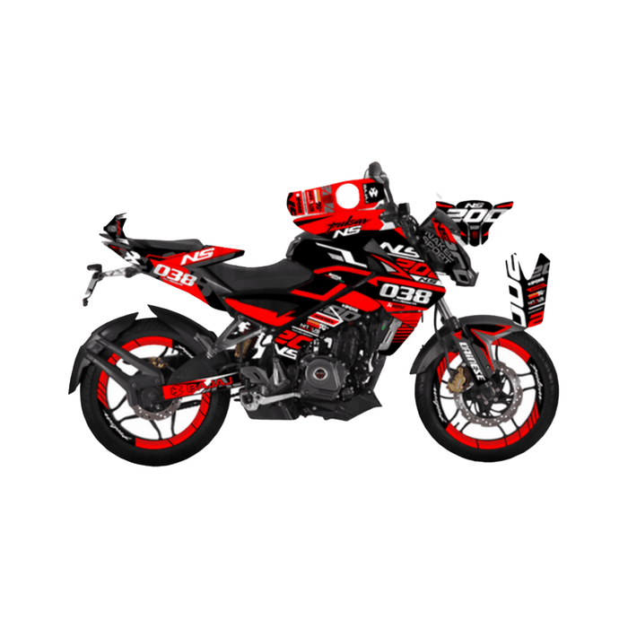 Bajaj Pulsar 2014 - 2022 NS200 Red Flou Graphic Kit Decal Wrap Set