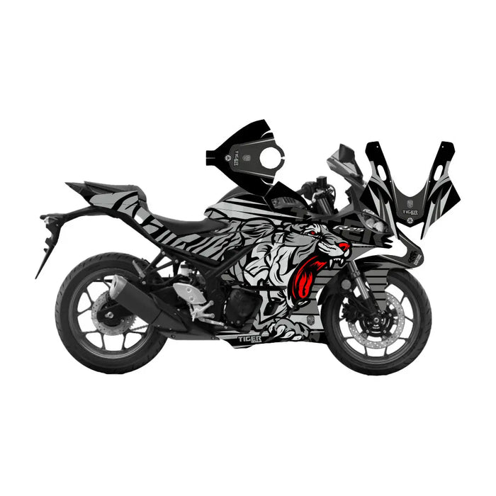 Yamaha R3 Grey Tiger Graphic Sticker Decal Wrap Kit Fits Yamaha R3 R25 2019-2022 Bikerz Kingdom